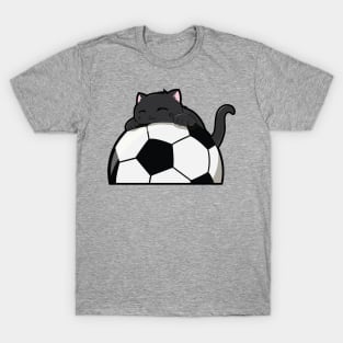 Cute Cat Hugging A Soccer Ball T-Shirt